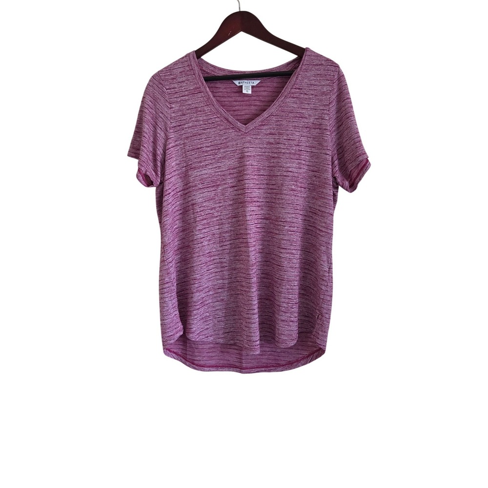 Athleta Breezy Scoop V Neck Tee XL Pink Heathered Modal Athleisure
